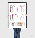 Surgical Tools Watercolor Print Medical Tools Wall Art Nurse Gift Medical Art Science Art Clinic Decor Gift for Doctor Surgeon Gift Art-1846