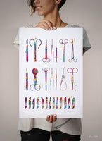 Surgical Tools Watercolor Print Medical Tools Wall Art Nurse Gift Medical Art Science Art Clinic Decor Gift for Doctor Surgeon Gift Art-1846