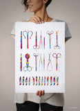 Surgical Tools Watercolor Print Medical Tools Wall Art Nurse Gift Medical Art Science Art Clinic Decor Gift for Doctor Surgeon Gift Art-1846