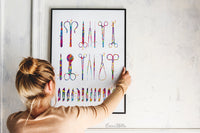 Surgical Tools Watercolor Print Medical Tools Wall Art Nurse Gift Medical Art Science Art Clinic Decor Gift for Doctor Surgeon Gift Art-1846