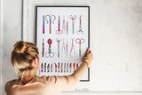 Surgical Tools Watercolor Print Medical Tools Wall Art Nurse Gift Medical Art Science Art Clinic Decor Gift for Doctor Surgeon Gift Art-1846