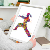 Taekwondo Female Watercolor Print Girl Taekwondo Gift Taekwondo Art Tae Kwon Do Wall Decor Girl Martial Girl Karate Mom Sport Wall Art-1860