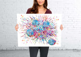 T-Cells Watercolor Print Immune Cells Medical Art Science Histology T Cell Attacking Cancer Art Oncology immunology Clinic Office Chemo-1807