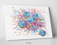 T-Cells Watercolor Print Immune Cells Medical Art Science Histology T Cell Attacking Cancer Art Oncology immunology Clinic Office Chemo-1807