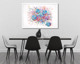 T-Cells Watercolor Print Immune Cells Medical Art Science Histology T Cell Attacking Cancer Art Oncology immunology Clinic Office Chemo-1807