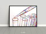 Test Tubes and Pipette Watercolor Print Chemistry Phlebotomist Medical Art Laboratory Sicence Art CANVAS Doctor Office Clinic Wall Art-1765