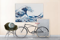 The Great Wave Off Kanagawa Big Wave Navy Blue Watercolor Print Housewarming Gift Ocean Sea Themed Wall Art Poster Wall Hanging Nautical-104