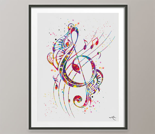 Treble Clef Art Print Watercolor Print Art Print Music Studio Dorm Decor Musician Gift Wall Decor Home Decor Wall Hanging Housewarming -141