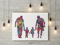 Two Dads Watercolor Print Same Sex Gay Adoption LGBT Family Love Wins Wedding Gift Wall Art Love is Love Gift Art Home Decor Mr and Mr-1813