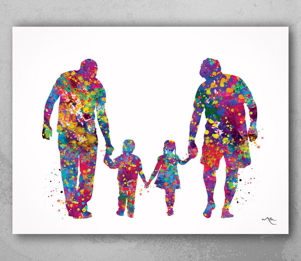 Two Dads Watercolor Print Same Sex Gay Adoption LGBT Family Love Wins Wedding Gift Wall Art Love is Love Gift Art Home Decor Mr and Mr-1813