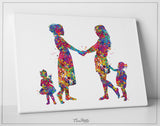 Two Moms and Two daughters Watercolor Print Same Sex New Moms LGBT Family Love Wins Wedding Gift Wall Art Gay Lesbian Gift Mrs and Mrs-127