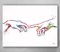 The Creation of Adam Watercolor Art Print Renaissance Decor Michelangelo Wall Art Hand Poster Housewarming Gift Modern Wall Hanging-1889