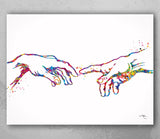 The Creation of Adam Watercolor Art Print Renaissance Decor Michelangelo Wall Art Hand Poster Housewarming Gift Modern Wall Hanging-1889