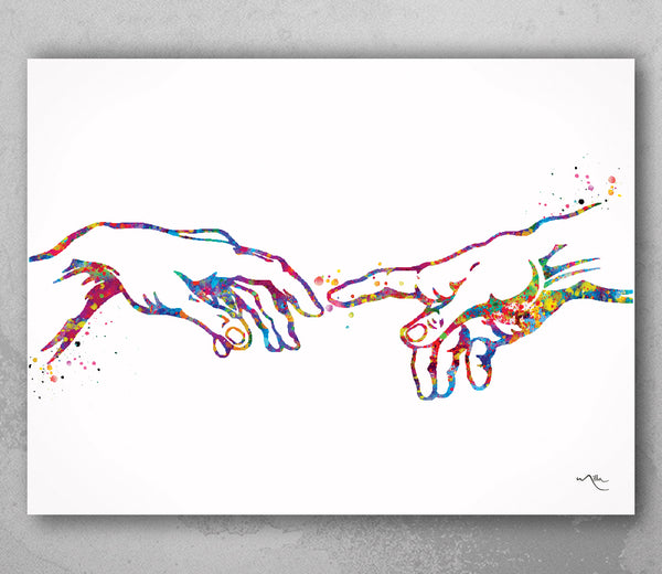 The Creation of Adam Watercolor Art Print Renaissance Decor Michelangelo Wall Art Hand Poster Housewarming Gift Modern Wall Hanging-1889