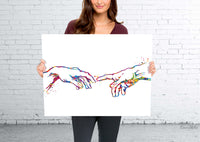 The Creation of Adam Watercolor Art Print Renaissance Decor Michelangelo Wall Art Hand Poster Housewarming Gift Modern Wall Hanging-1889