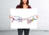 The Creation of Adam Watercolor Art Print Renaissance Decor Michelangelo Wall Art Hand Poster Housewarming Gift Modern Wall Hanging-1889