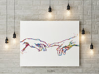 The Creation of Adam Watercolor Art Print Renaissance Decor Michelangelo Wall Art Hand Poster Housewarming Gift Modern Wall Hanging-1889