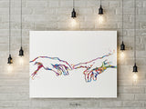 The Creation of Adam Watercolor Art Print Renaissance Decor Michelangelo Wall Art Hand Poster Housewarming Gift Modern Wall Hanging-1889