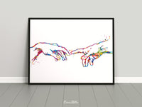 The Creation of Adam Watercolor Art Print Renaissance Decor Michelangelo Wall Art Hand Poster Housewarming Gift Modern Wall Hanging-1889