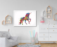 Unicorn Watercolor Print Wall Decor Nursery Decor Girls Room Decor For Girls Rainbow Horse Kids Room Birthday Gift Fantasy Art Wall Art-476