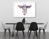 Veterinary Caduceus Watercolor Print Equestrian Gift Clinic Wall Art Horse Veterinarian Office Vet Clinic Decor Animal Hospital Decor-1843