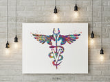 Veterinary Caduceus Watercolor Print Equestrian Gift Clinic Wall Art Horse Veterinarian Office Vet Clinic Decor Animal Hospital Decor-1843