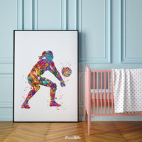 Volleyball Girl Watercolor Print Female Volleyball Woman Gift Wall Decor Volleyball Player Like a Girl Ladies Sports Art Sport Wall Art-1769