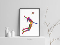 Volleyball Girl Watercolor Print Female Volleyball Woman Gift Wall Decor Volleyball Player Like a Girl Ladies Sports Art Sport Wall Art-1770