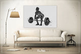 Man Weight Lifter Watercolor Print Male Boy Weightlifter Gift Art Wall Decor Gym Fitness Power Lifter Strong Dad Gift Sport Wall Art-1705 B+W