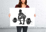 Man Weight Lifter Watercolor Print Male Boy Weightlifter Gift Art Wall Decor Gym Fitness Power Lifter Strong Dad Gift Sport Wall Art-1705 B+W