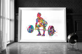 Man Weight Lifter Watercolor Print Male Boy Weightlifter Gift Art Wall Decor Gym Fitness Power Lifter Strong Dad Gift Sport Wall Art-1704