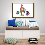 Man Weight Lifter Watercolor Print Male Boy Weightlifter Gift Art Wall Decor Gym Fitness Power Lifter Strong Dad Gift Sport Wall Art-1704