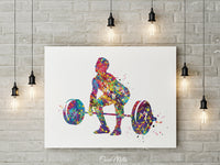 Man Weight Lifter Watercolor Print Male Boy Weightlifter Gift Art Wall Decor Gym Fitness Power Lifter Strong Dad Gift Sport Wall Art-1704