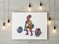 Woman Weight Lifter Watercolor Print Female Weightlifter Gift Art Wall Decor Gym Fitness Like a Girl Ladies Sports Art Sport Wall Art-1809