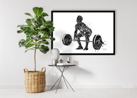 Man Weight Lifter Watercolor Print Male Boy Weightlifter Gift Art Wall Decor Gym Fitness Power Lifter Strong Dad Gift Sport Wall Art-1705 B+W