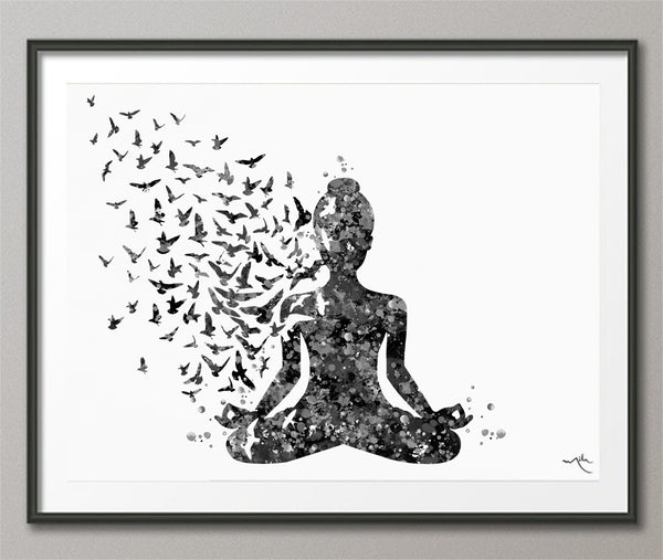 Yoga Art, Yogi, Yoga Poster, Yoga Pose, Yoga Print, Yoga Woman Watercolor, Yoga Studio, Sukhasana Pose, Yoga Wall Decor, Yoga Gift, Yoga-122