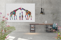 Giraffe Family Watercolor Print For Kids Nursery Decor New Family Baby Shower Wall Art Wall Decor For Kids Christmas Housewarming Gift-1434 - CocoMilla
