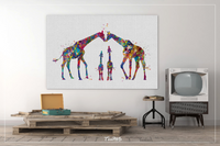 Giraffe Family Watercolor Print For Kids Nursery Decor New Family Baby Shower Wall Art Wall Decor For Kids Christmas Housewarming Gift-1434 - CocoMilla