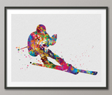 Ski Watercolor Print Skiing Poster Skier Gift Winter Sports Art Wall Art Ski Decor Home Decor For Him Room Decor Nursery Wall Hanging-1463 - CocoMilla