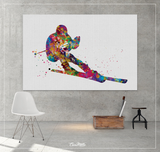 Ski Watercolor Print Skiing Poster Skier Gift Winter Sports Art Wall Art Ski Decor Home Decor For Him Room Decor Nursery Wall Hanging-1463 - CocoMilla