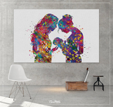 Two Moms Watercolor Print Same Sex New Moms LGBT Family Love Wins Wedding Gift Wall Art Gay Lesbian Gift Art Home Decor Mrs and Mrs-1510 - CocoMilla