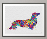 Dachshund Long Hair Watercolor Print Dog Lovers Gift Dog Teckel Doxie Art Print Nursery Wall Art Wall Decor Art Home Decor Wall Hanging-1224 - CocoMilla