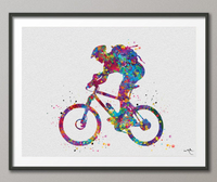 Mountain Bike Watercolor Print Dirt Bike Mountain Biker Poster Mountain Biking Stunt Racing Bike Mountain Bike Road Bike MTB Wall Art-1088 - CocoMilla