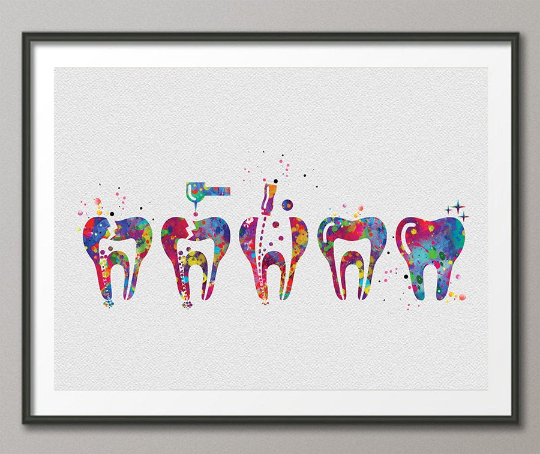 Endodontic Therapy Watercolor Print Root Canal Treatment Tooth Dental Clinic Decor Art Dentistry Office Medical Graduaiton Dentist Gift-1424 - CocoMilla