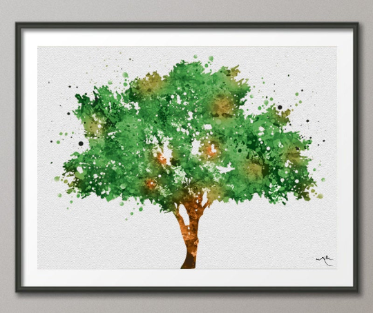 Tree Art Watercolor Print Nature Print Forest Painting Cedar Tree Print Wedding Gift Home Decor Wall Decor Green Decor Wall Hanging-283 - CocoMilla