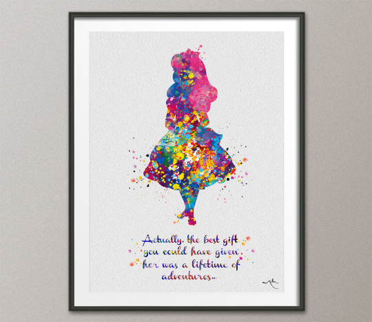 Alice in Wonderland Quote Watercolor Print Princess Print Gift Dorm Decor Nursery Wall Art Kids Wall Decor Art Home Decor Wall Hanging-495 - CocoMilla