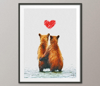 Bear Love Heart Animal Art Bears Print Wall Decor Gift idea Friendship Bear Poster Gay Bear Wall Hanging ANNIVERSARY Gift Christmas Gift-698 - CocoMilla