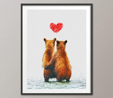 Bear Love Heart Animal Art Bears Print Wall Decor Gift idea Friendship Bear Poster Gay Bear Wall Hanging ANNIVERSARY Gift Christmas Gift-698 - CocoMilla