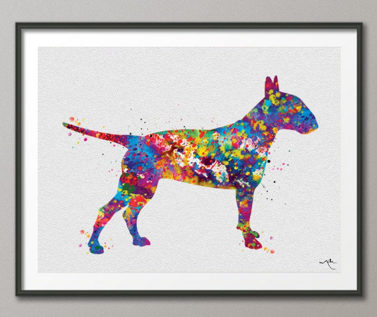 Bull Terrier Watercolor Dog Print Pet Gift Pet Dog Love Friend Dog English Bull Terrier Dog Art Dog Wall Art Doglover Gift Dog Print-582 - CocoMilla