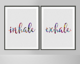 Inhale Exhale Watercolor Print Couple Print Set Modern Home Decor Ohm Relaxation Room Bedroom Decor Wedding Gift Home Decor Wall Art-385 - CocoMilla